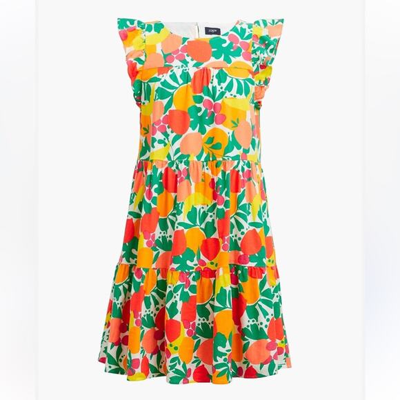J. Crew Floral Ruffle Sleeve Tiered Mini Dress Size 4 - Picture 1 of 10
